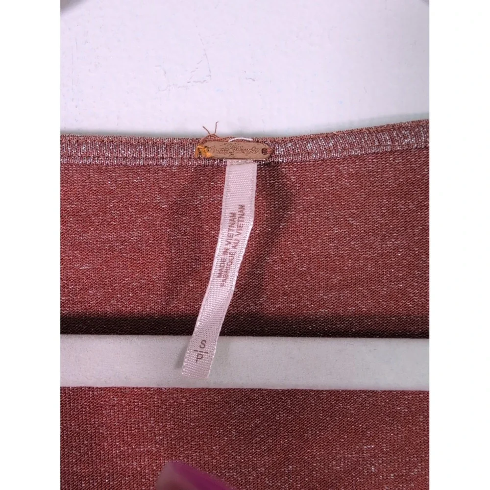 Free People Wanna Dance Shimmering Pink Top Size S